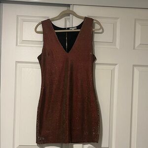 Charlotte Russe Shimmering Brown/ Gold (hints of red and orange) Mini Dress